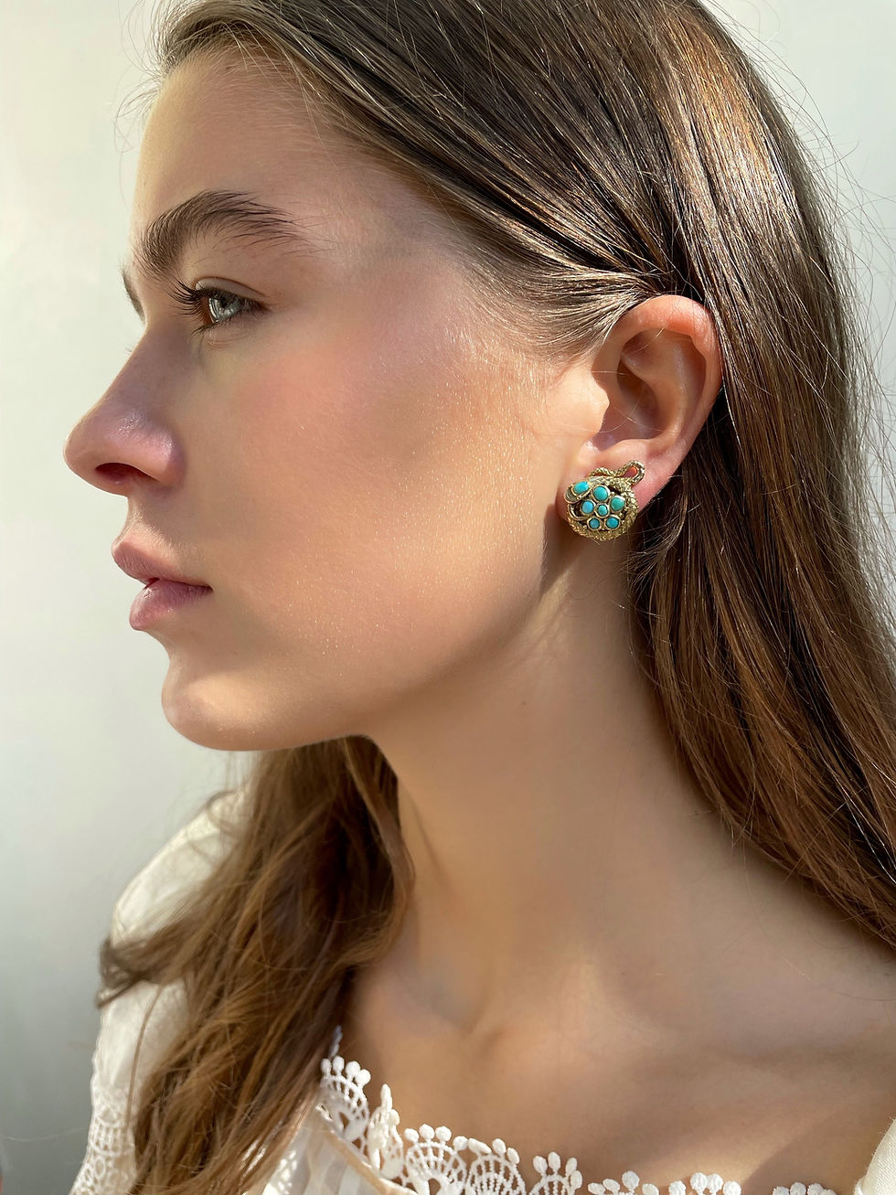 Thumbnail: Antique Turquoise Snake Earrings