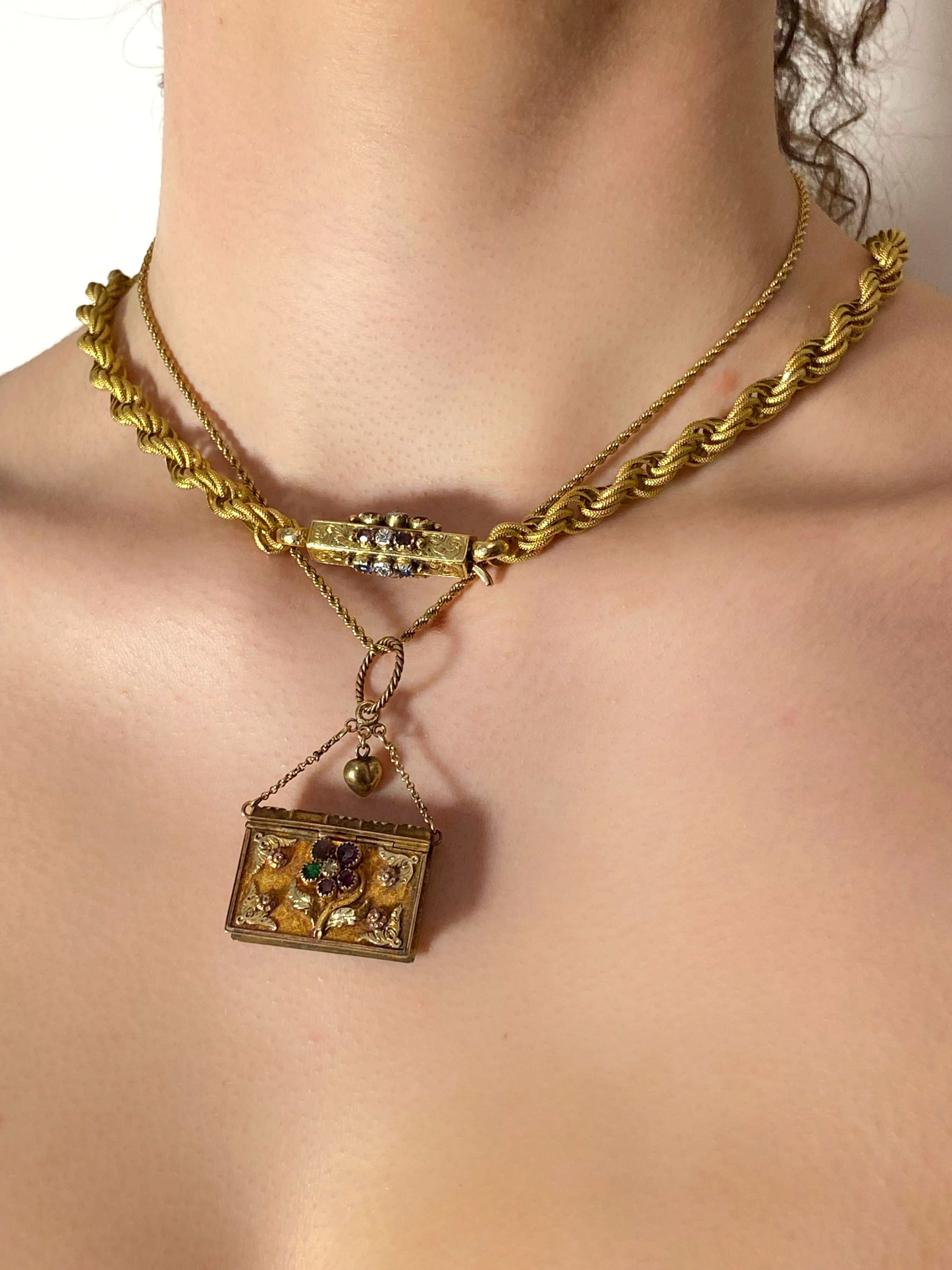 Georgian Chain With Ruby, Diamond And Sapphire Clasp