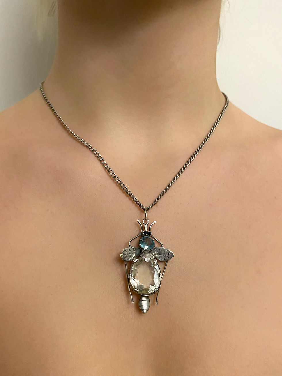 Thumbnail: Victorian Silver And Paste Bug Pendant