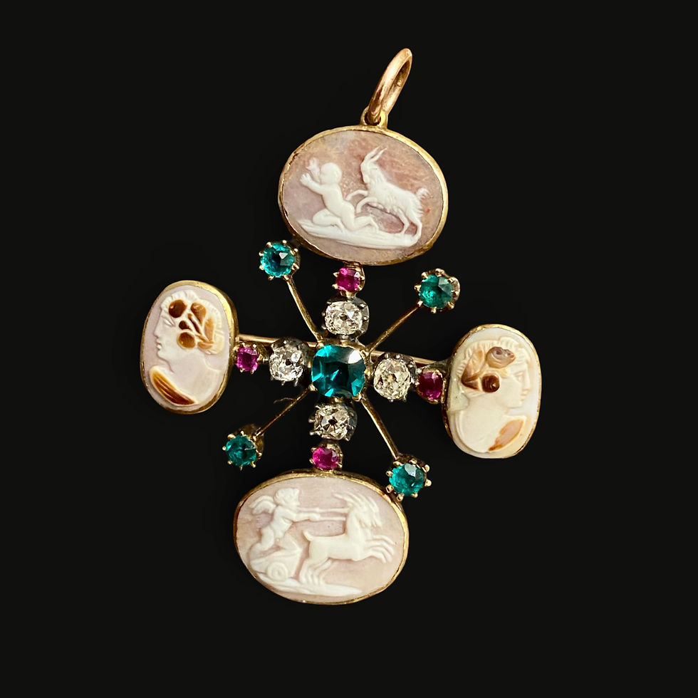 Rare Georgian Cameo And Gemstone Pendant/Brooch