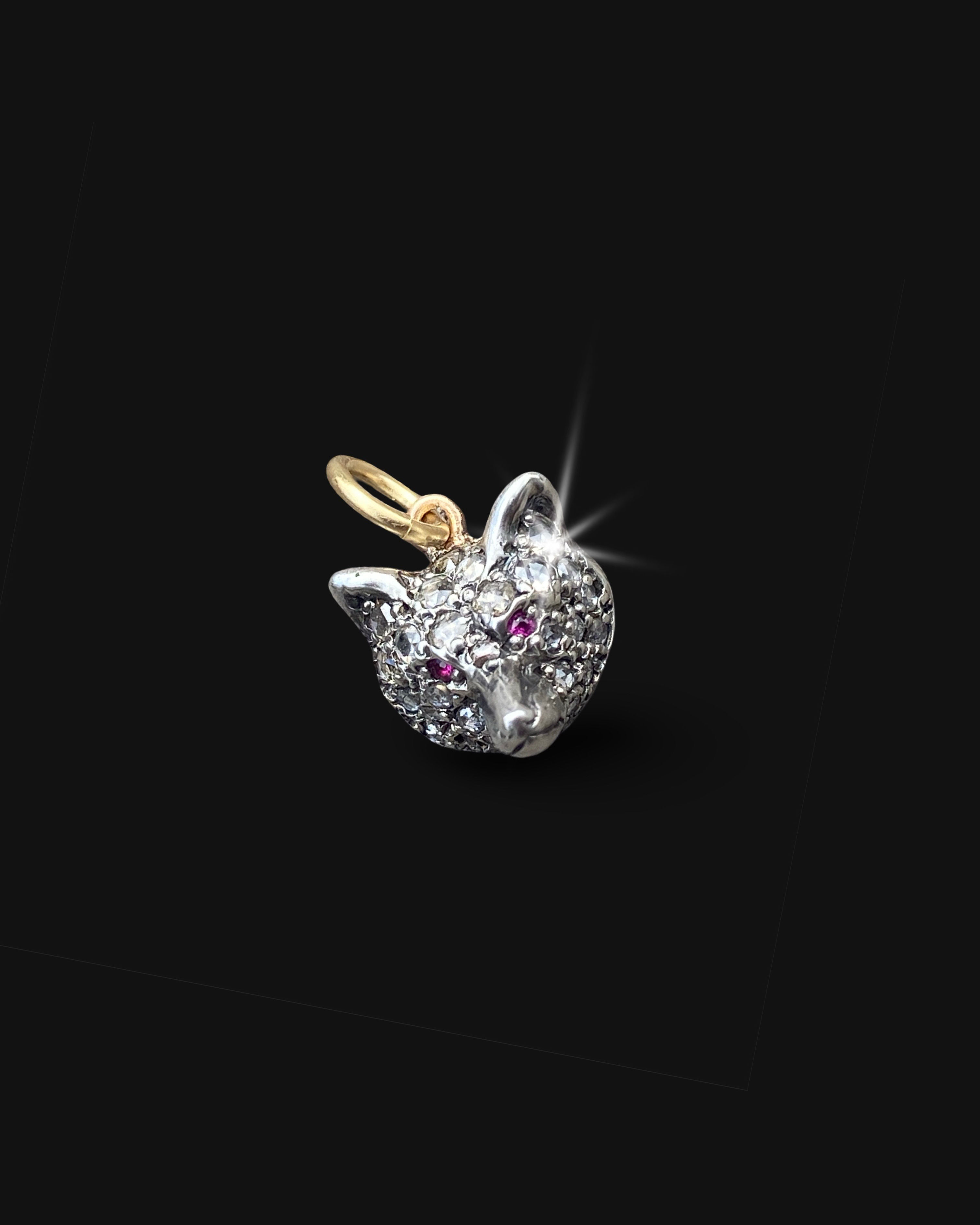 Antique Diamond Fox Head Charm