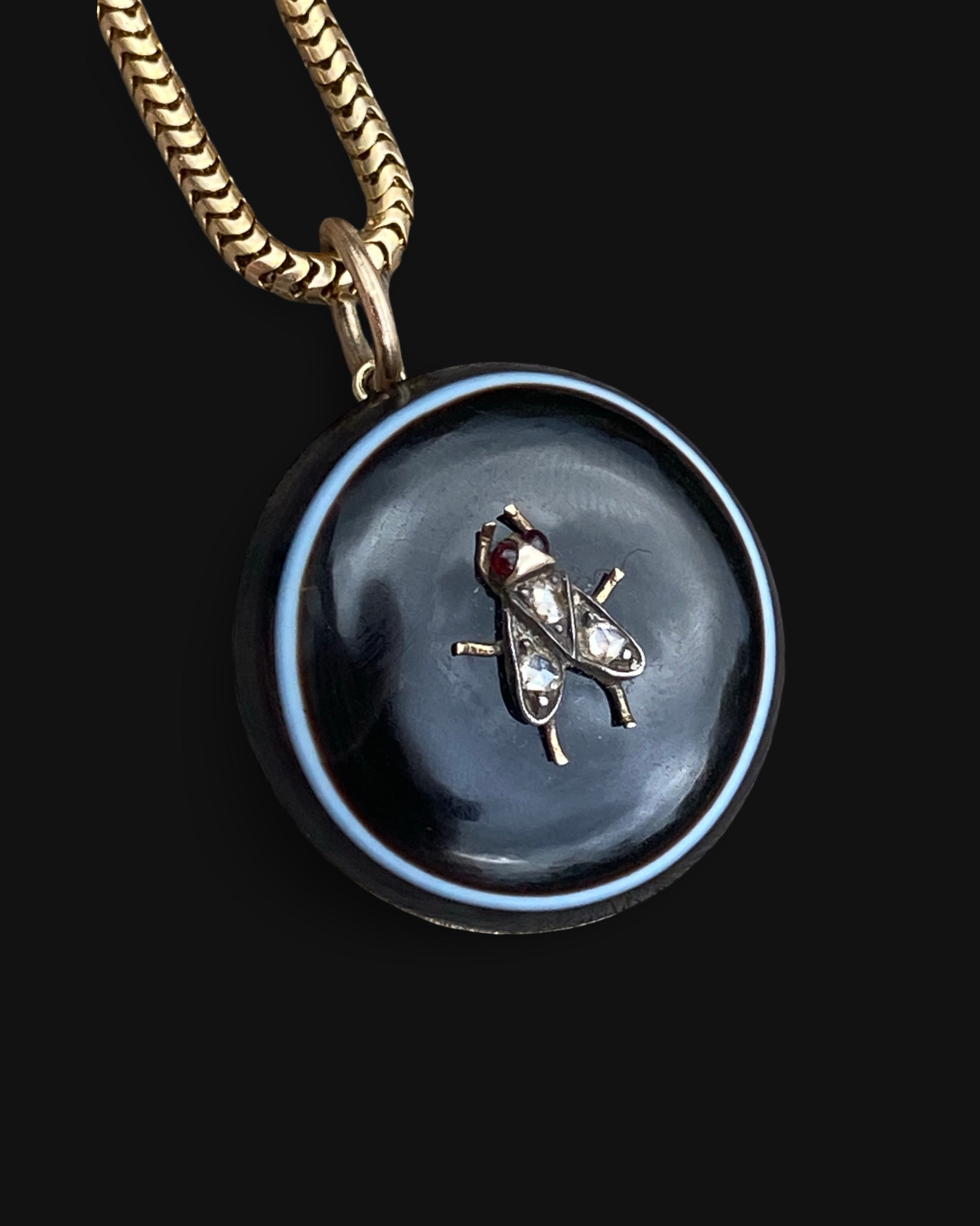 Victorian Banded Agate Fly Locket