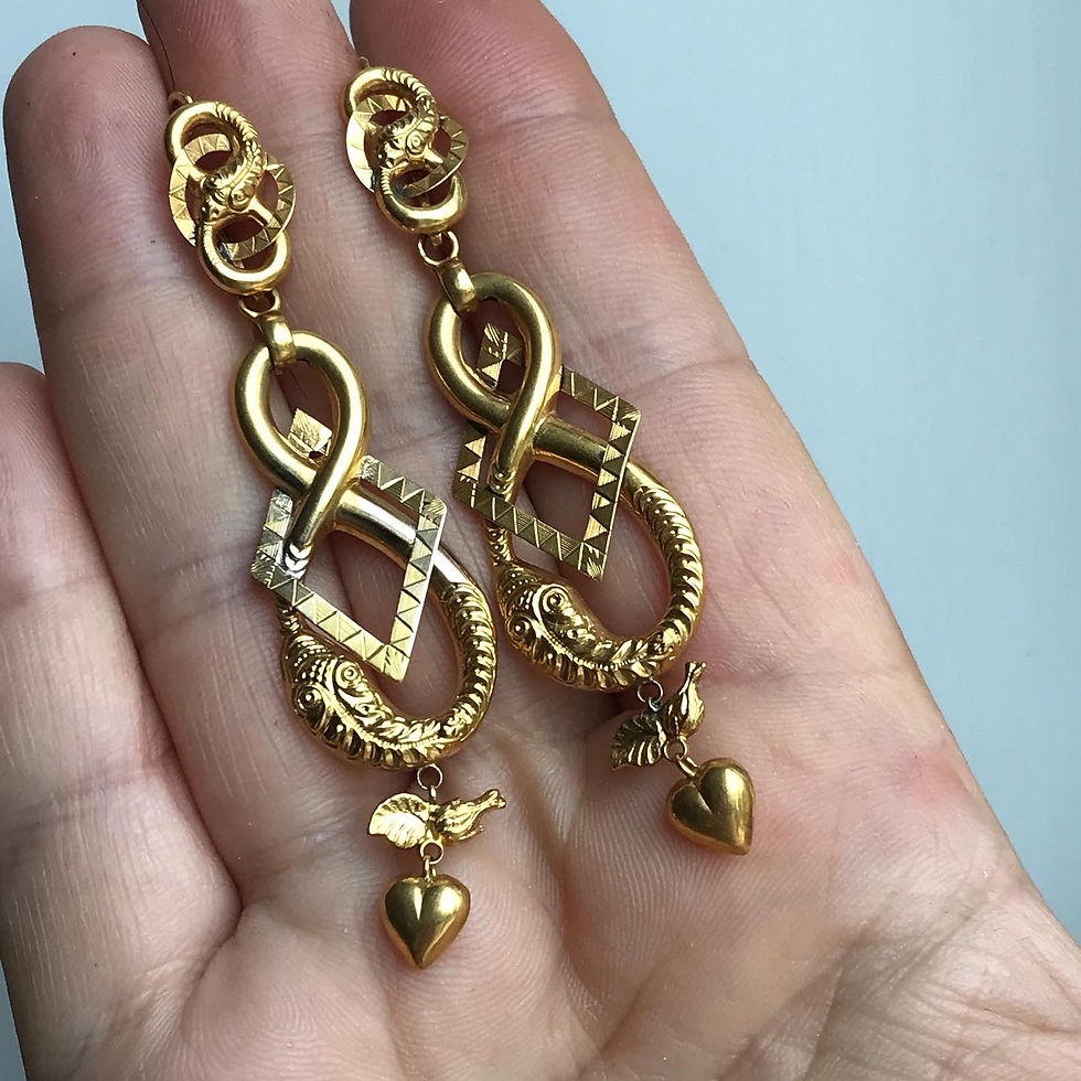 Thumbnail: Antique Day And Night Snake Earrings 