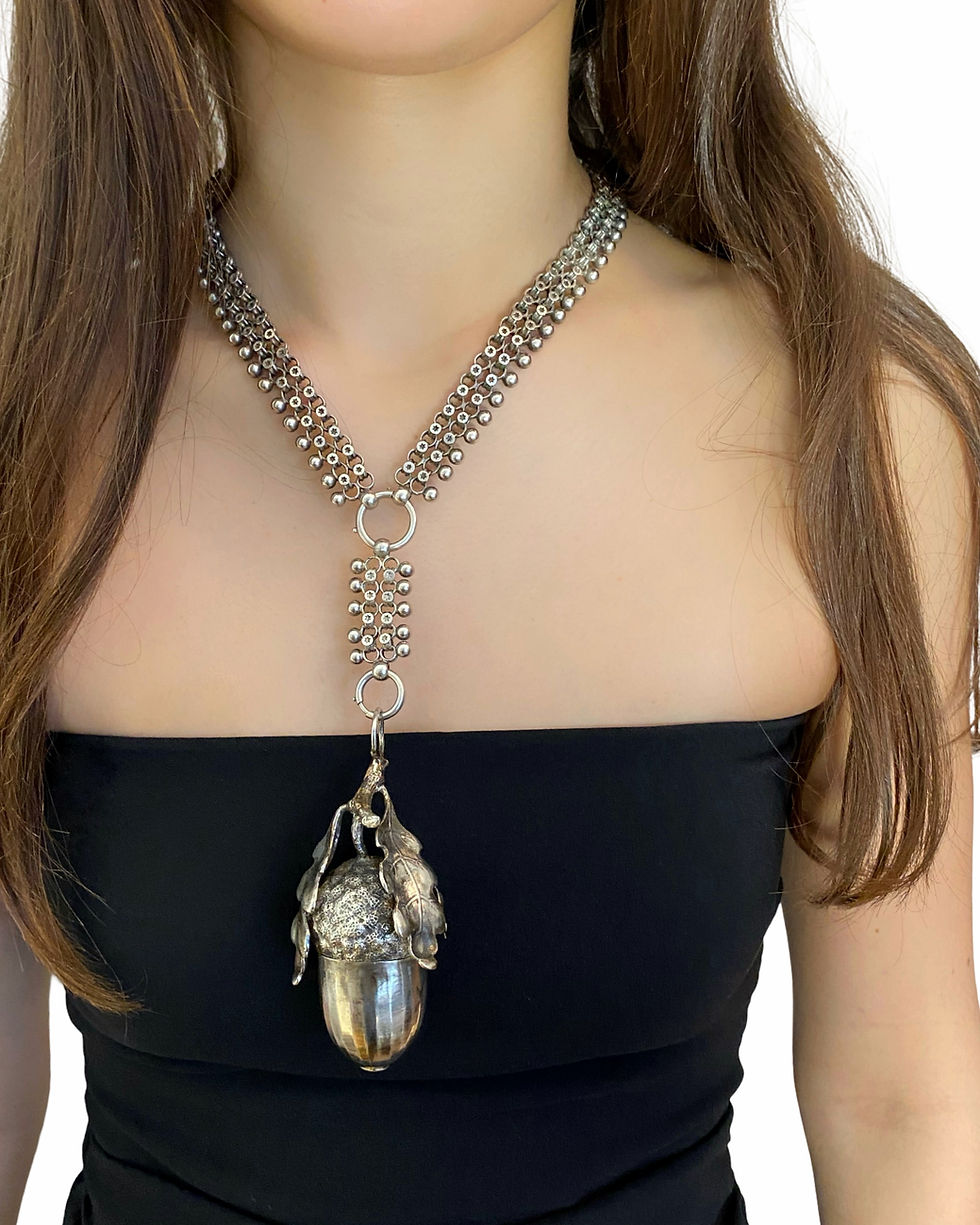 Thumbnail: Oversized Silver Acorn Locket/Pomander