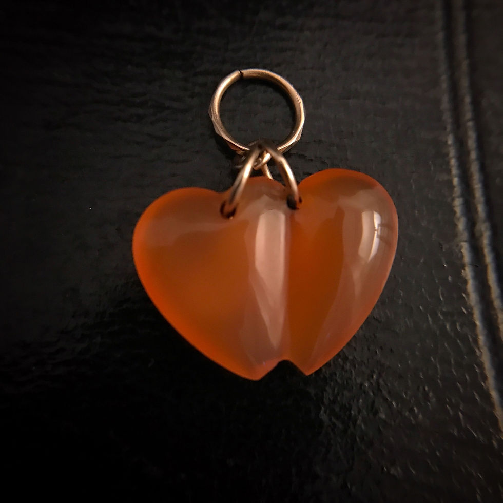 Thumbnail: Victorian Carnelian Twin Heart Pendant With Padlock And Key Charms 