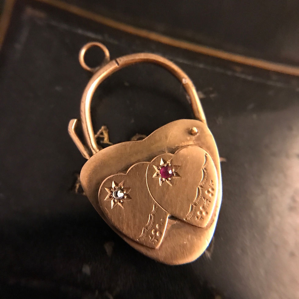 Thumbnail: Victorian 9 Carat Gold Twin Hearts Padlock