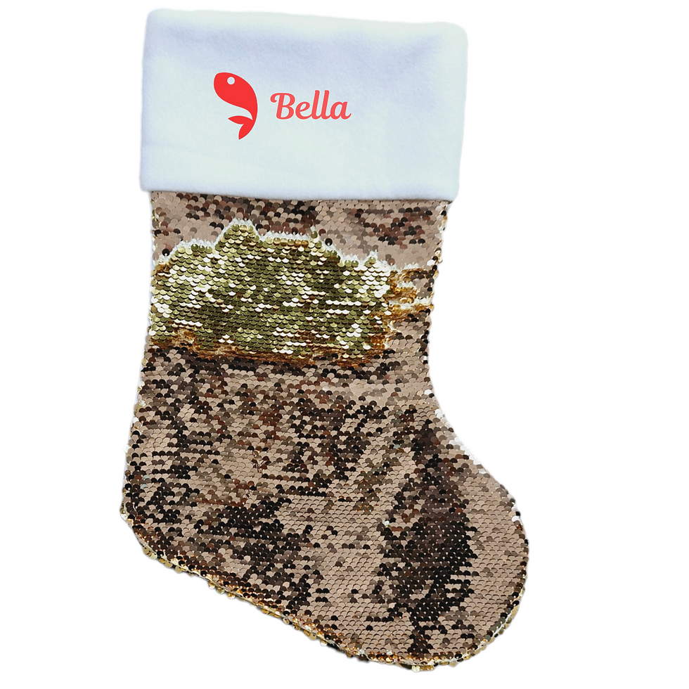 Thumbnail: Personalised Christmas Reverse Sequin Pet Cat Stocking Gift
