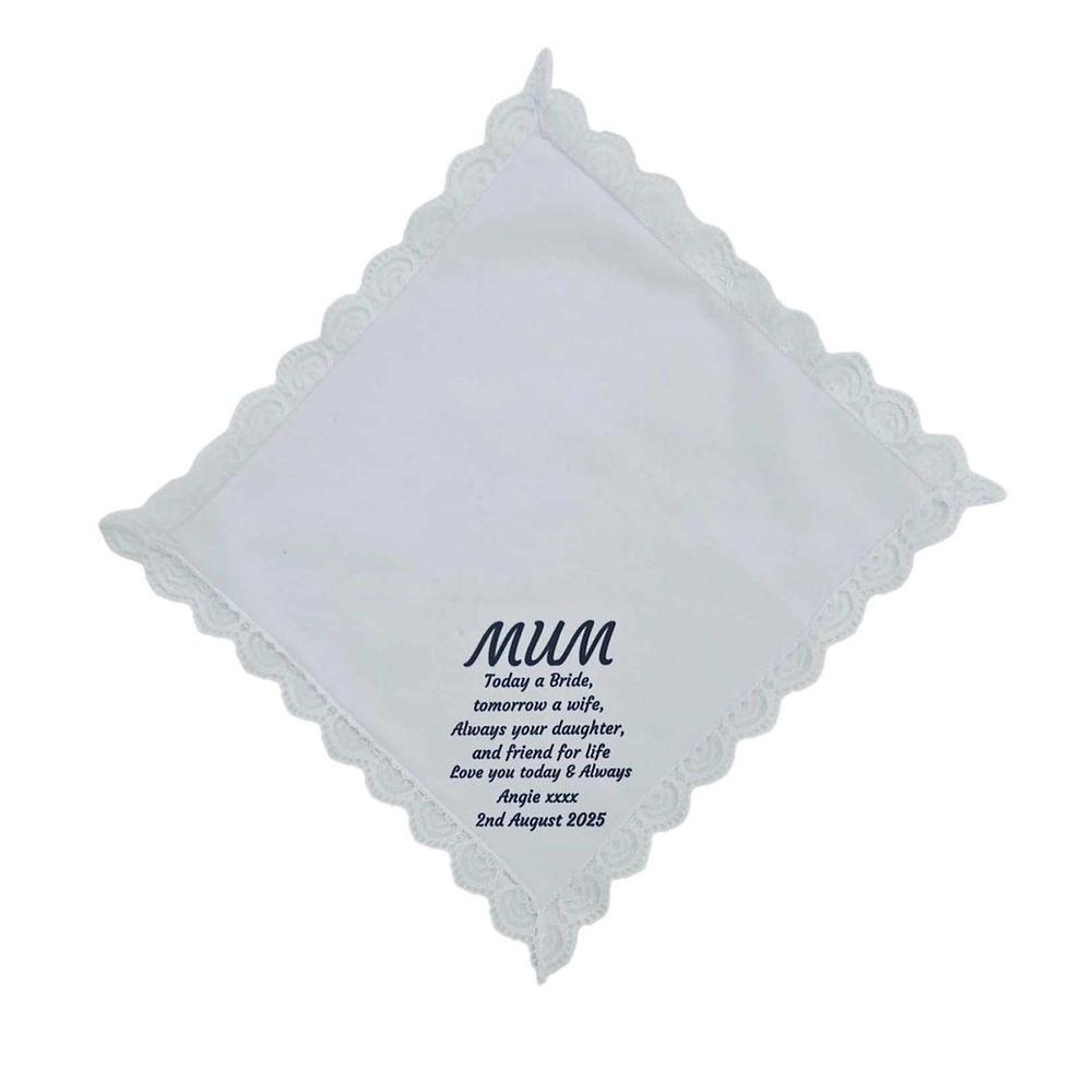 Thumbnail: Personalised Mother of the Bride Handkerchief Wedding Favour Gift Boxed Hanky