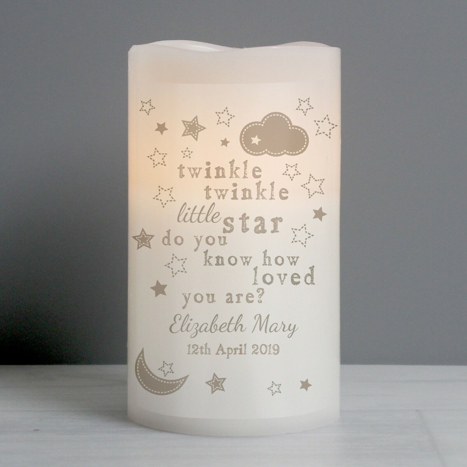 Personalised Twinkle Twinkle Little Star Nightlight LED Candle