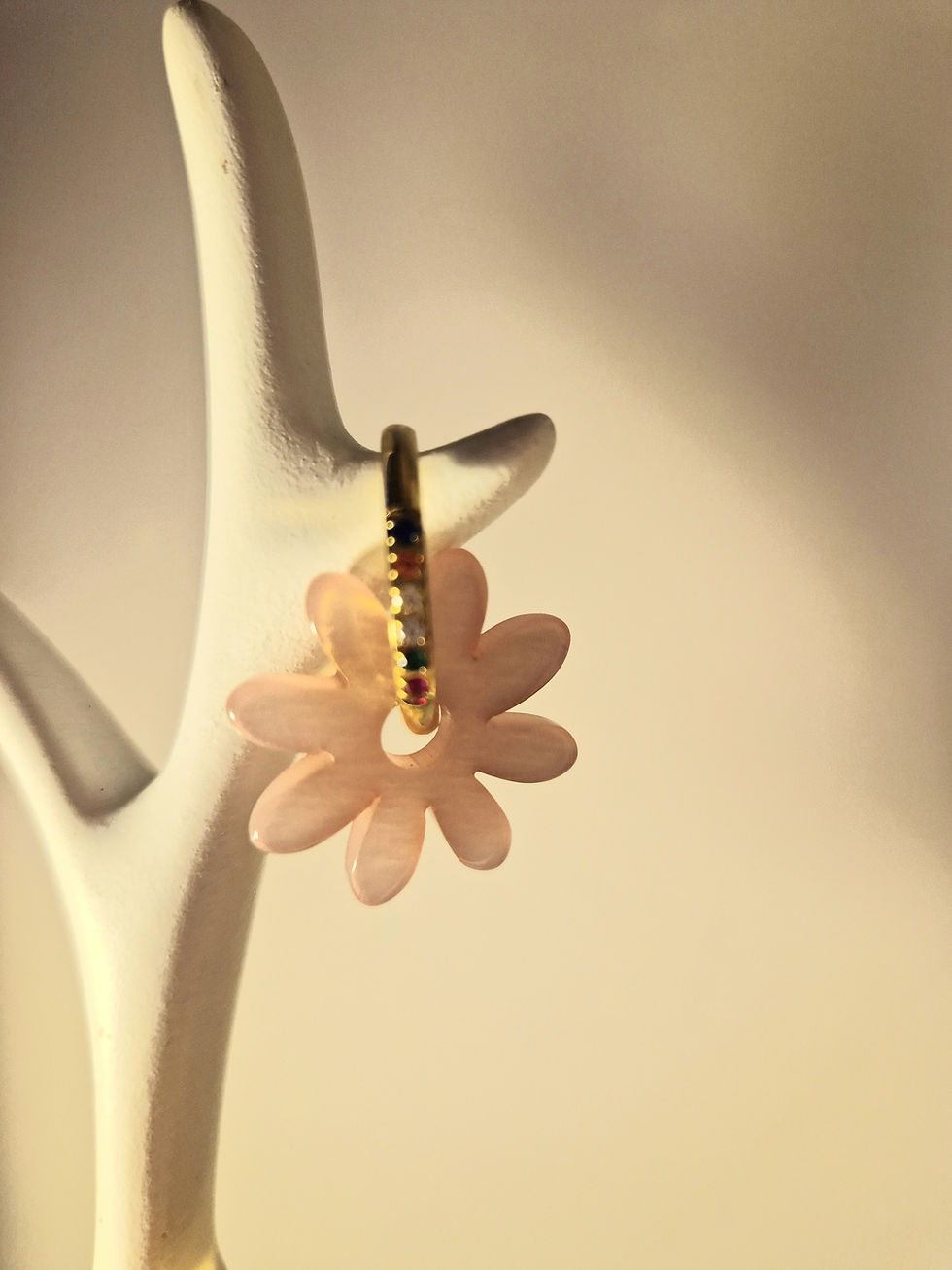 Miniature : Créole strass fleur rose