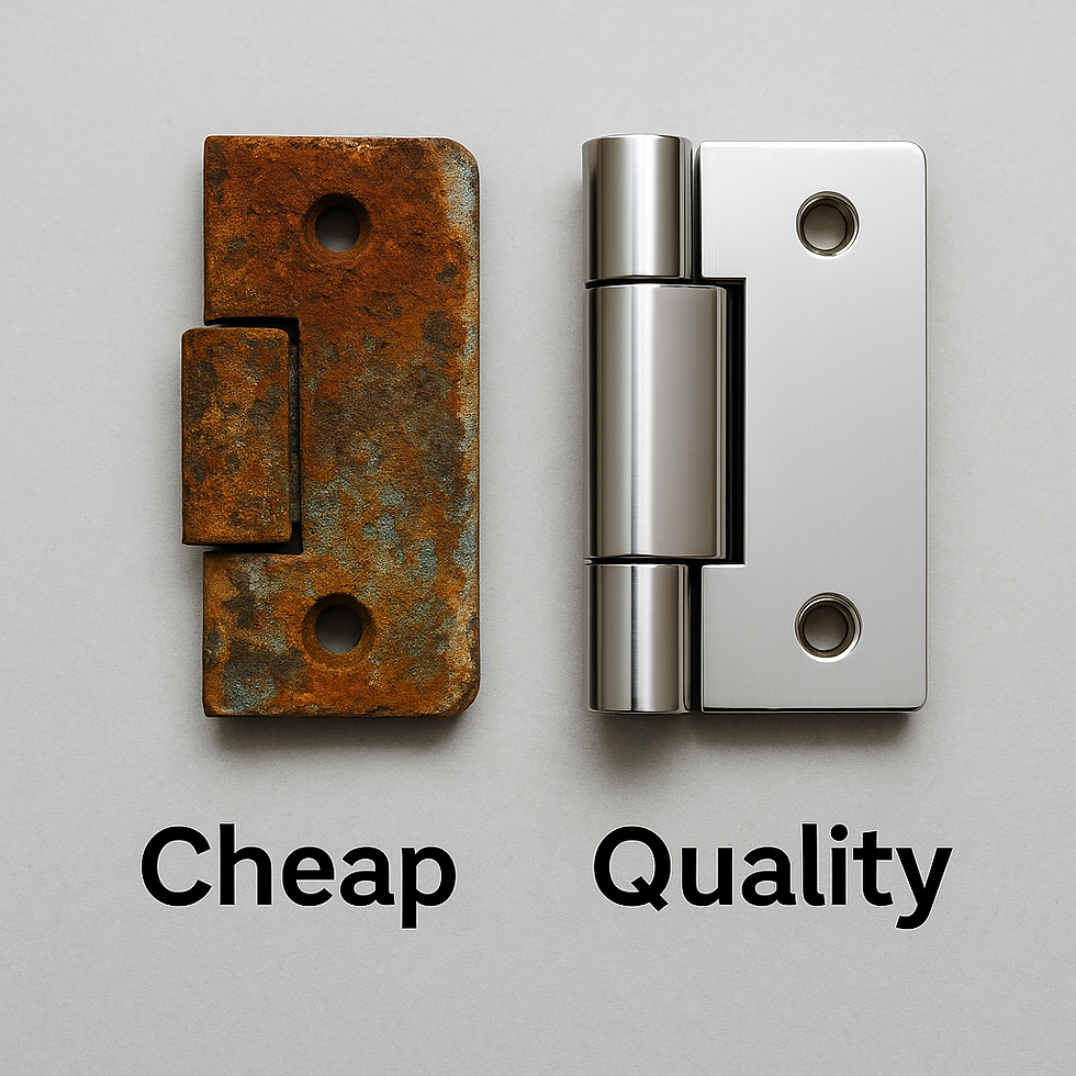 השוואה בין שני צירי מקלחון – אחד חלוד ושחוק לעומת ציר חדש ומבריק