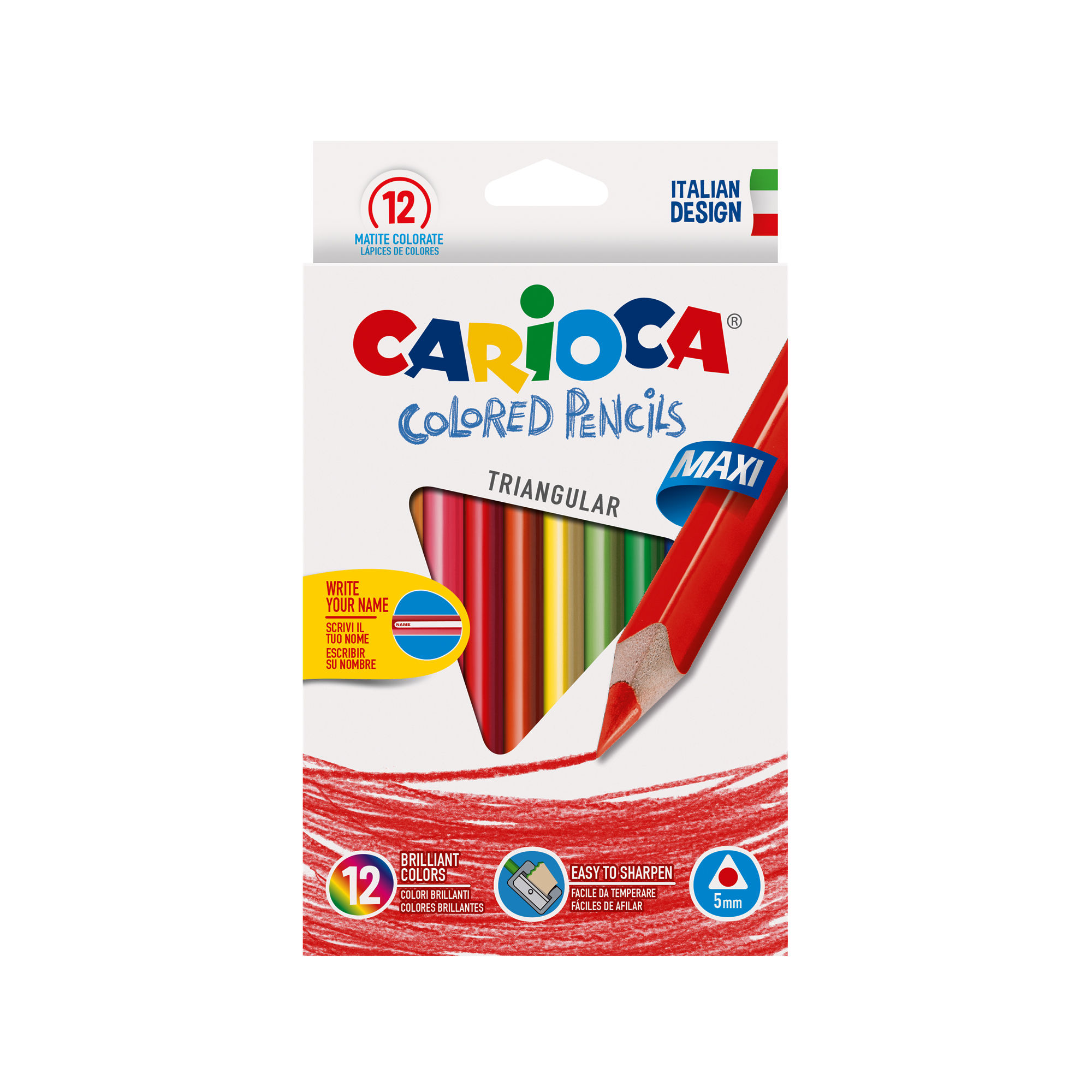 Carioca Ahşap Jumbo Üçgen Kuru Boya Kalemi 12’Li