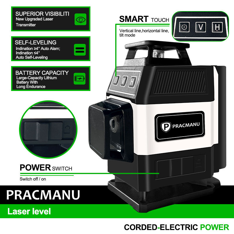 Thumbnail: Pracmanu Mini 16 Lines Laser Level 4D Self-Leveling 360 Horizontal and Vertical 