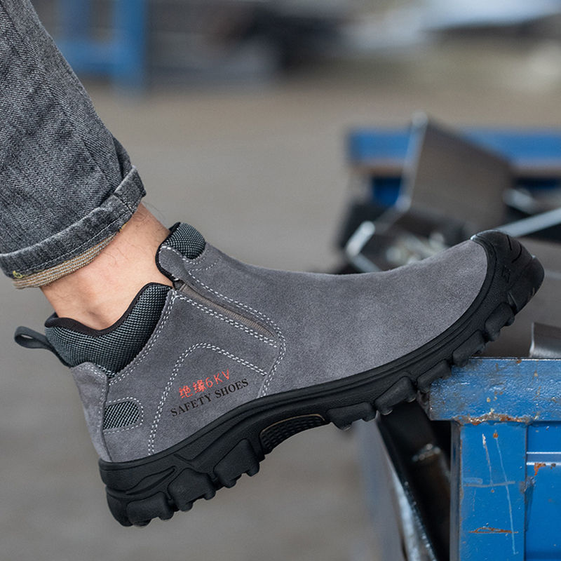 Thumbnail: Cow Suede Upper Steel Toe Men Boots Work Sneakers Safety Shoes Puncture-Proof An