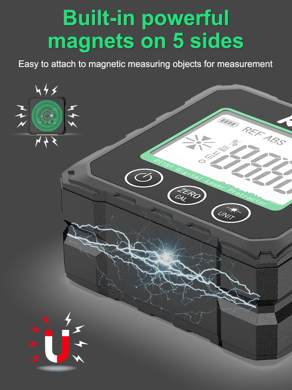 Thumbnail: R&D PT180 PT181 Laser  Digital Protractor Angle Measure Inclinometer 3 in 1 Lase