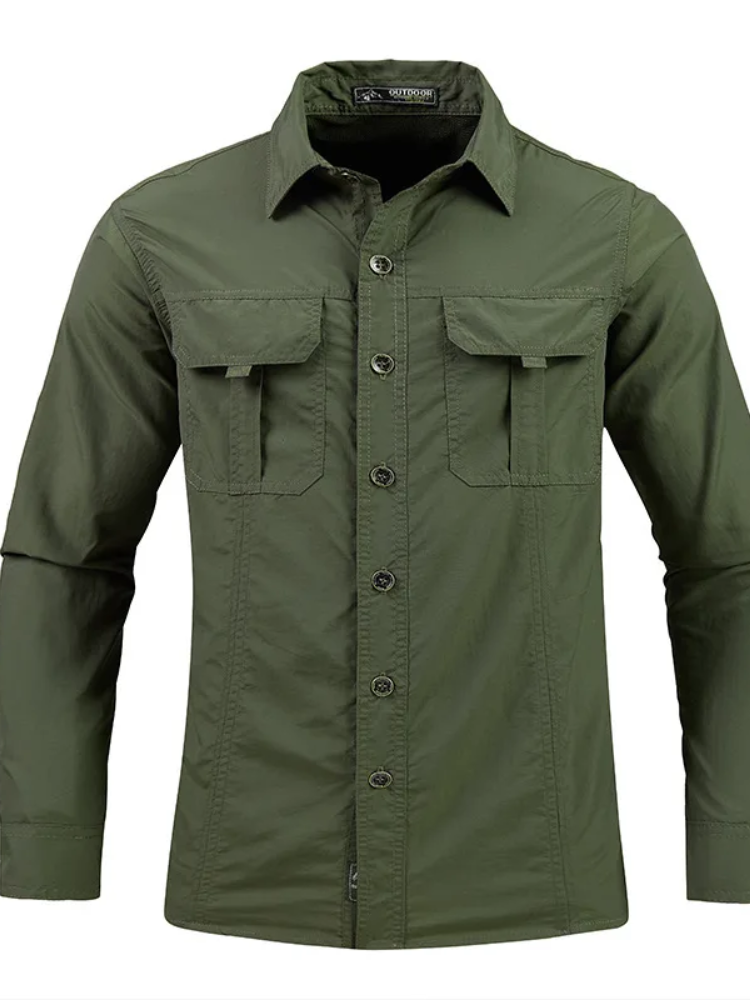 Thumbnail: Men Summer Tactical Long Sleeved Shirts US Hot Outdoor Multi-pocket Army Green W