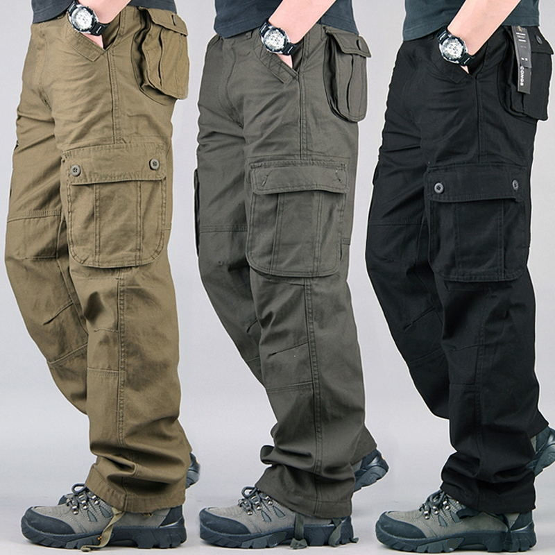 Thumbnail: Man Military Tactical Cargo Pants Safari Work Trousers Multi-pocket 100% Cotton 
