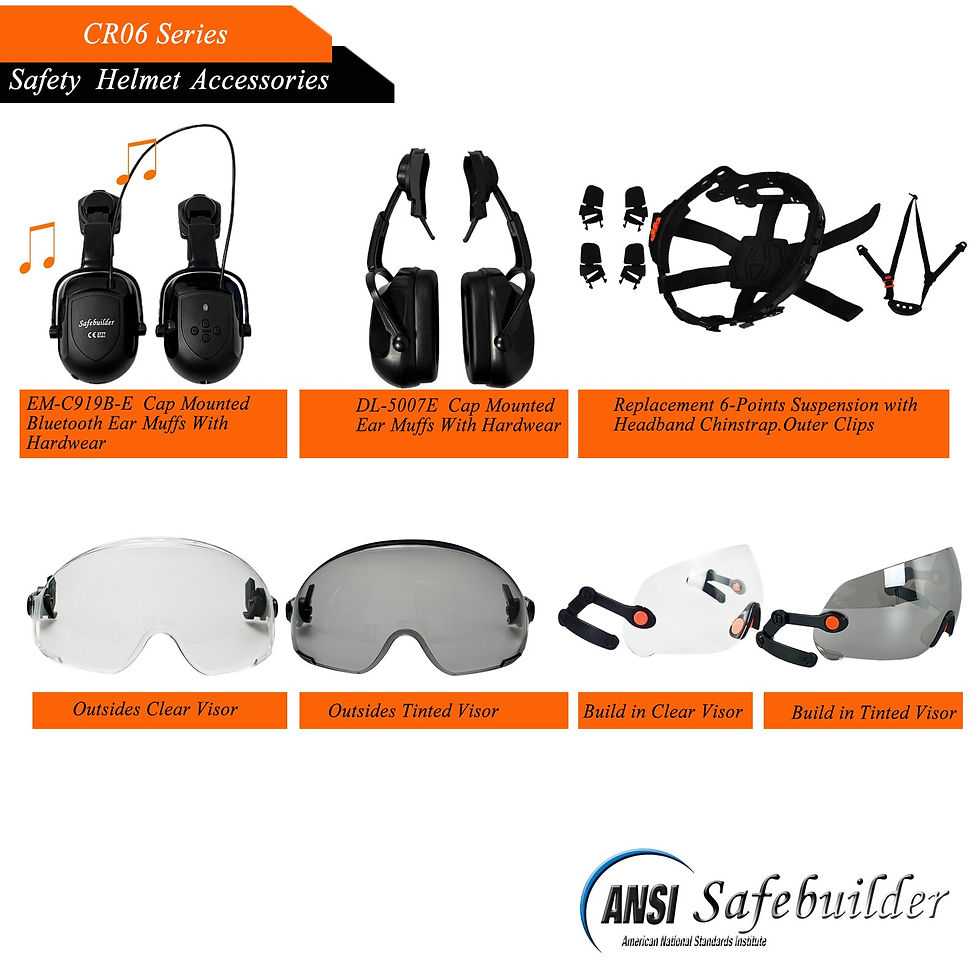 Thumbnail: CE Construction Safety Helmet With Goggles Visor ABS Hard Hat ANSI Industrial Wo