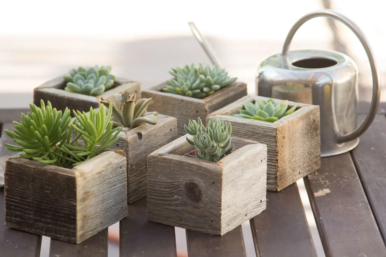 Thumbnail: Reclaimed Wood Mini Square Planters / Favor Boxes