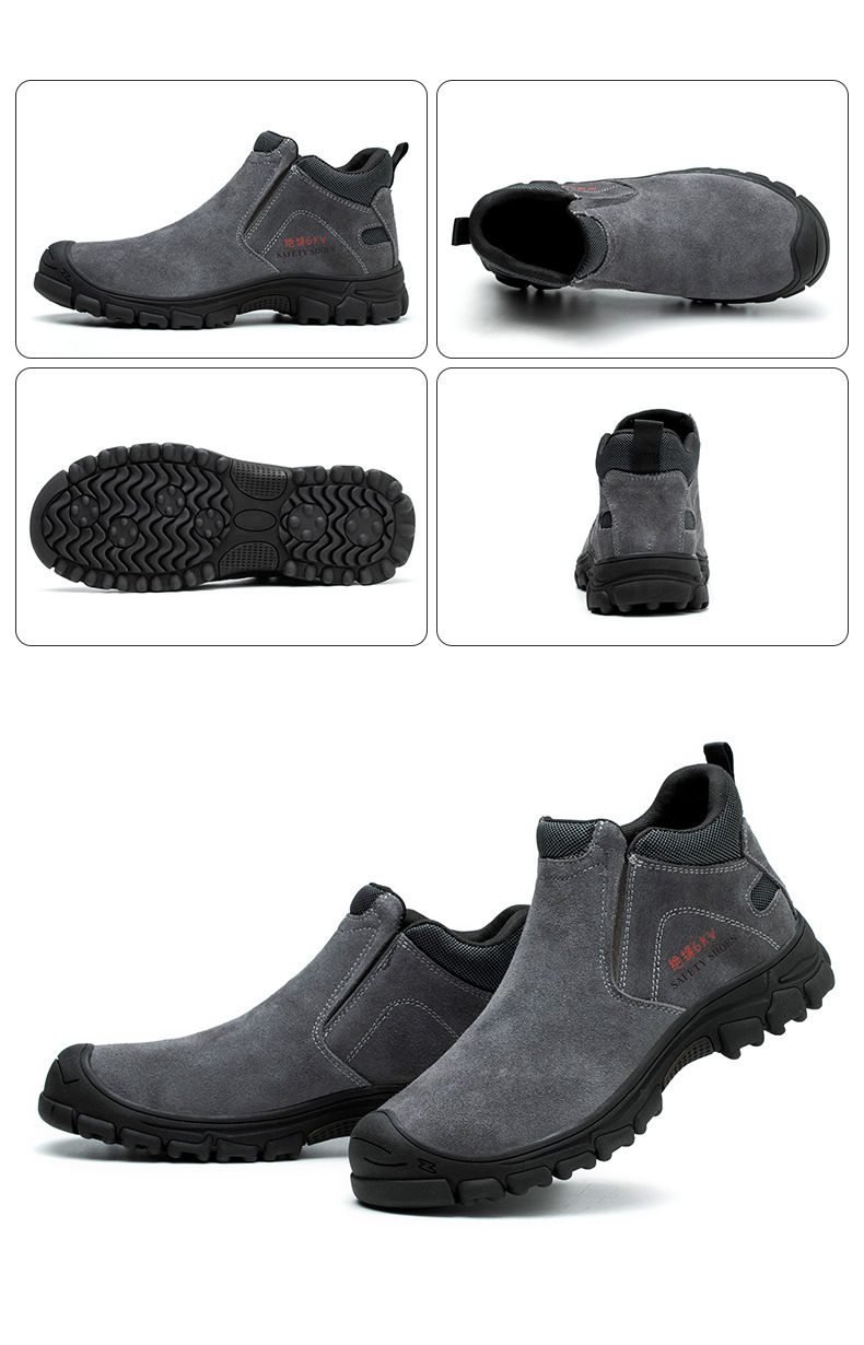 Thumbnail: Cow Suede Upper Steel Toe Men Boots Work Sneakers Safety Shoes Puncture-Proof An