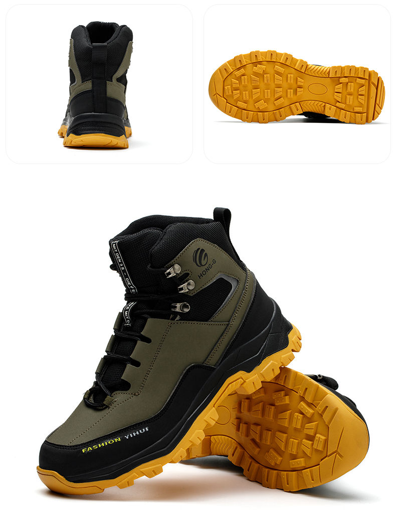 Thumbnail: High Top Men's Safety Shoes Steel Toe Anti Smash Safety Boots Puncture Proof Wor