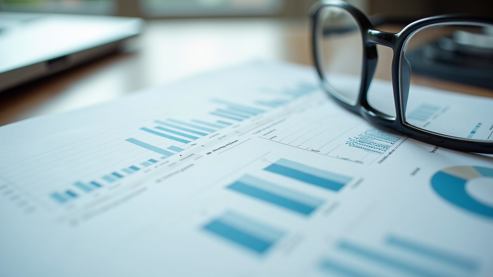Close-up view of a financial plan document with charts and notes