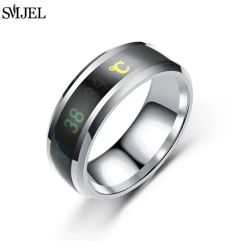 Thumbnail: Smart Stainless Steel Sensor Body Temperature Ring for Couples Multifunctional