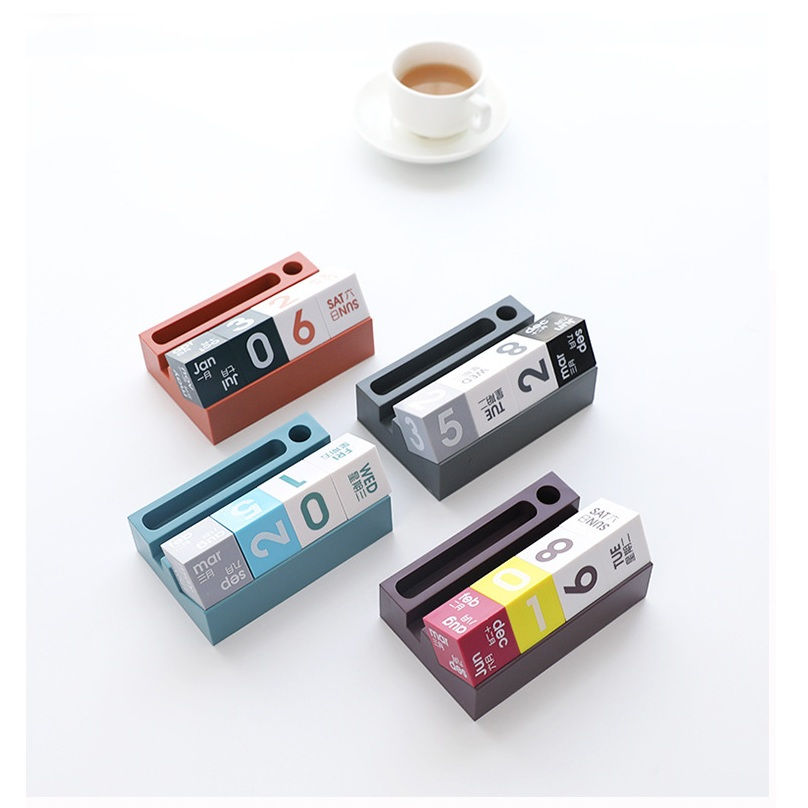 2025 Creative Cube Shape Perpetual Calendar Phone Pen Holder Multi-function Desk