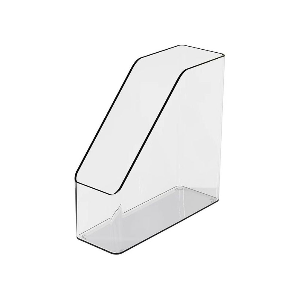 PET Desk Folder Clear Slim Storage Bin Vertical File Folder Space Saving Counter