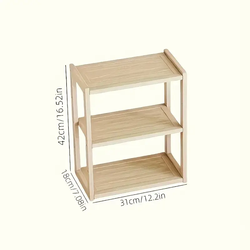 Three Layers Stationery Organizer Practical Wooden Storage Desk File Rack Office