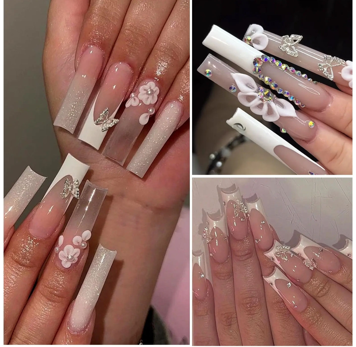 1pk Silver Nail Art Butterfly Small