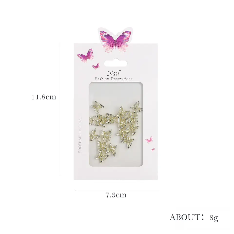 Thumbnail: 1pk Gold Butterfly Nail Art
