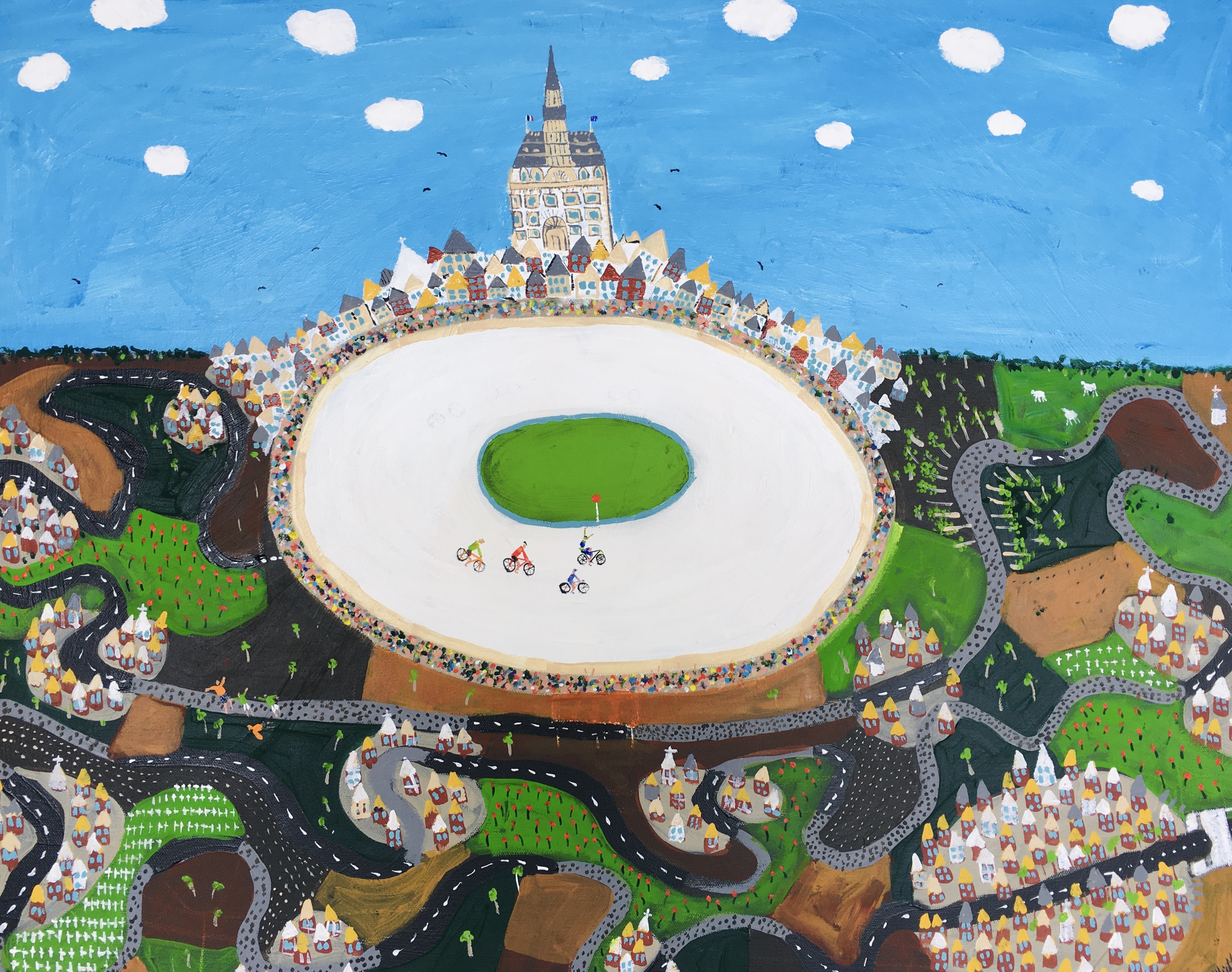 Hayman wins Paris Roubaix, Acrylic on Ca