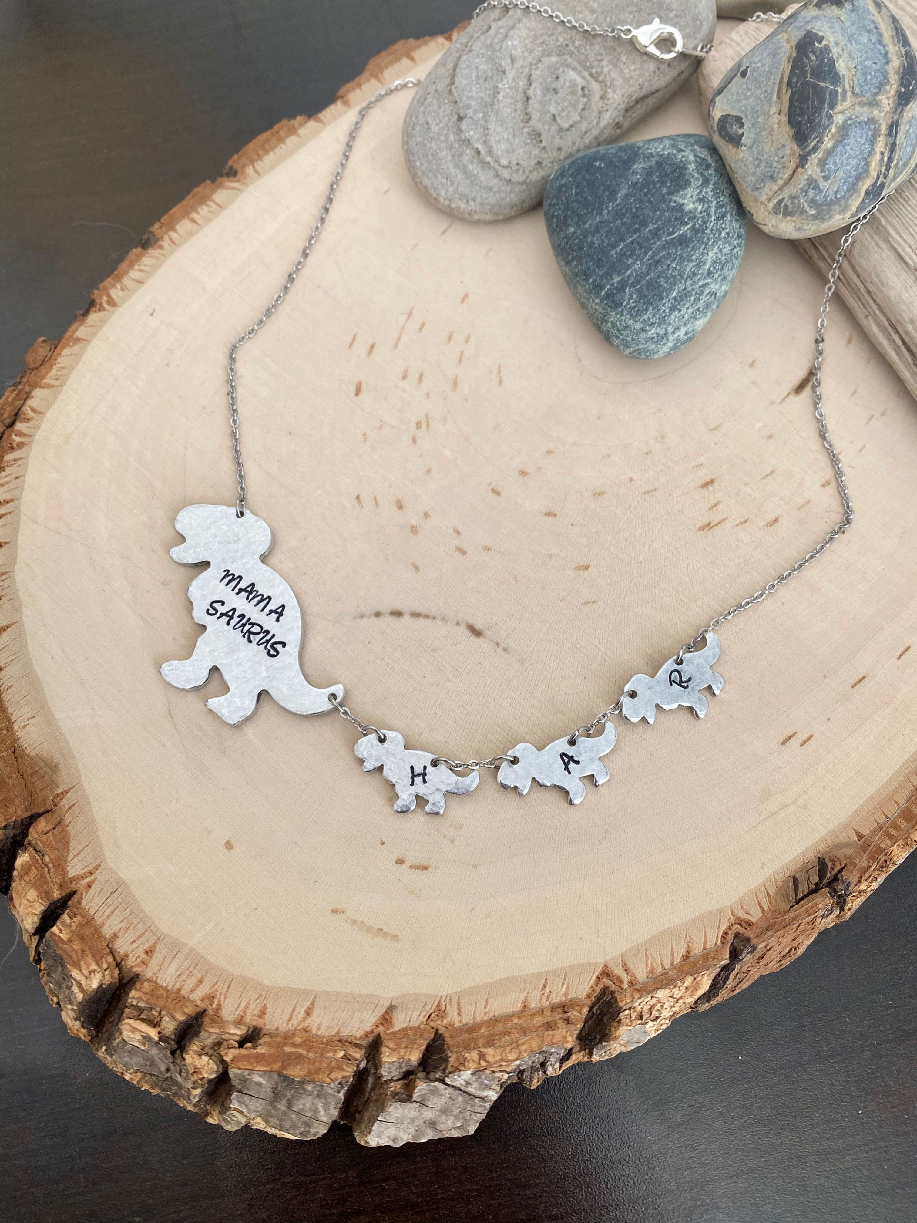 Mamasaurus & Baby T-rex Necklace