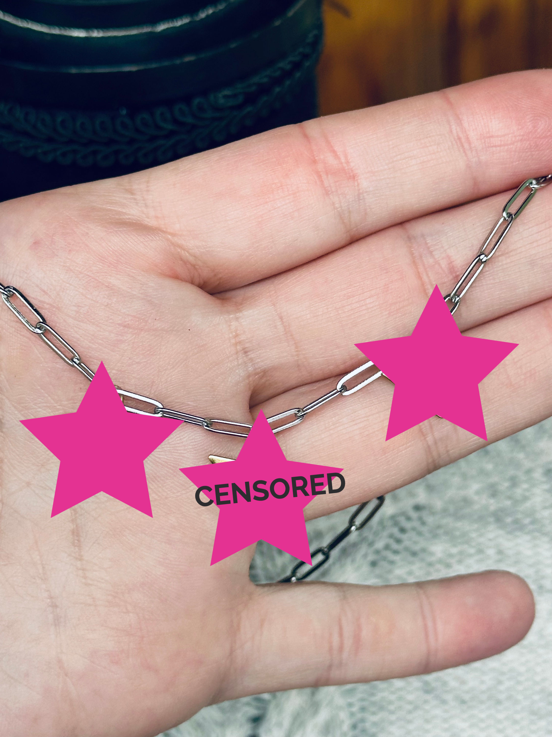 Tres Middle Finger Triangle Necklace