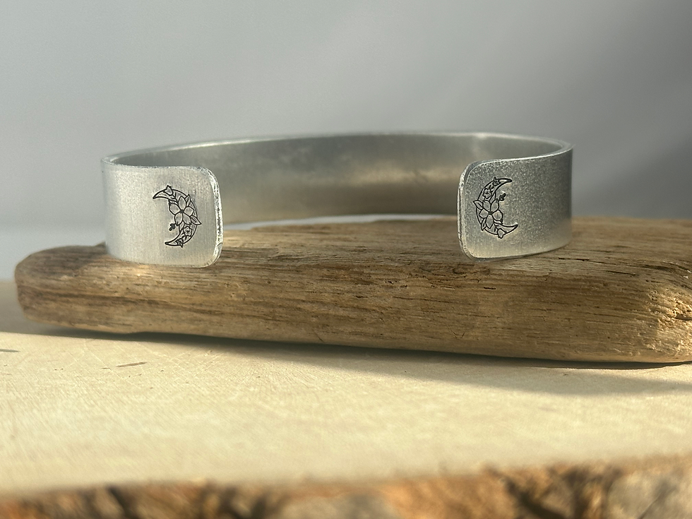 Thumbnail: Move Mountains Hand Stamped Metal Bracelet