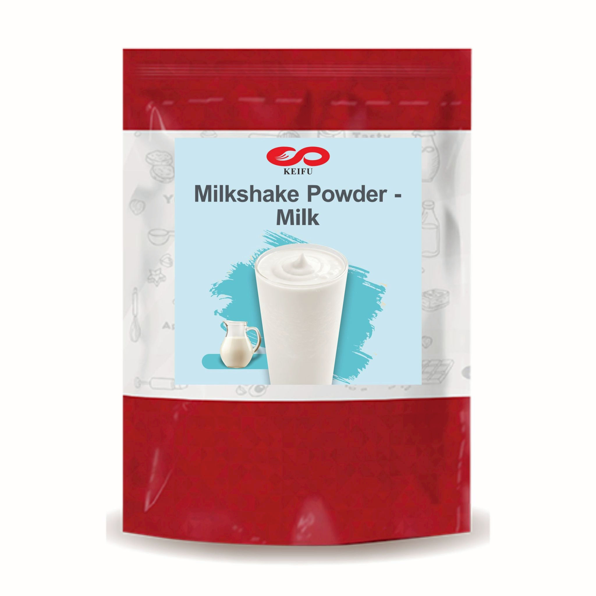 "Professional-grade Milk Milkshake Powder in a clear container, featuring a fine, creamy texture perfect for blending rich va