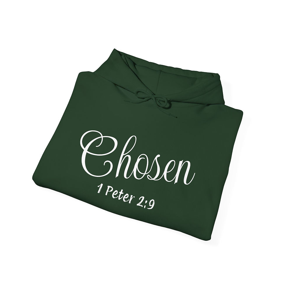 Thumbnail: Christian Hooded Sweatshirt with Chosen 1 Peter 2:9 Scripture