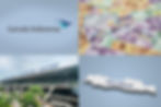 Garuda Indonesia logo with blue swoosh, Indonesian currency spread, Suvarnabhumi Airport building, and text "Java Island" on map silhouette.