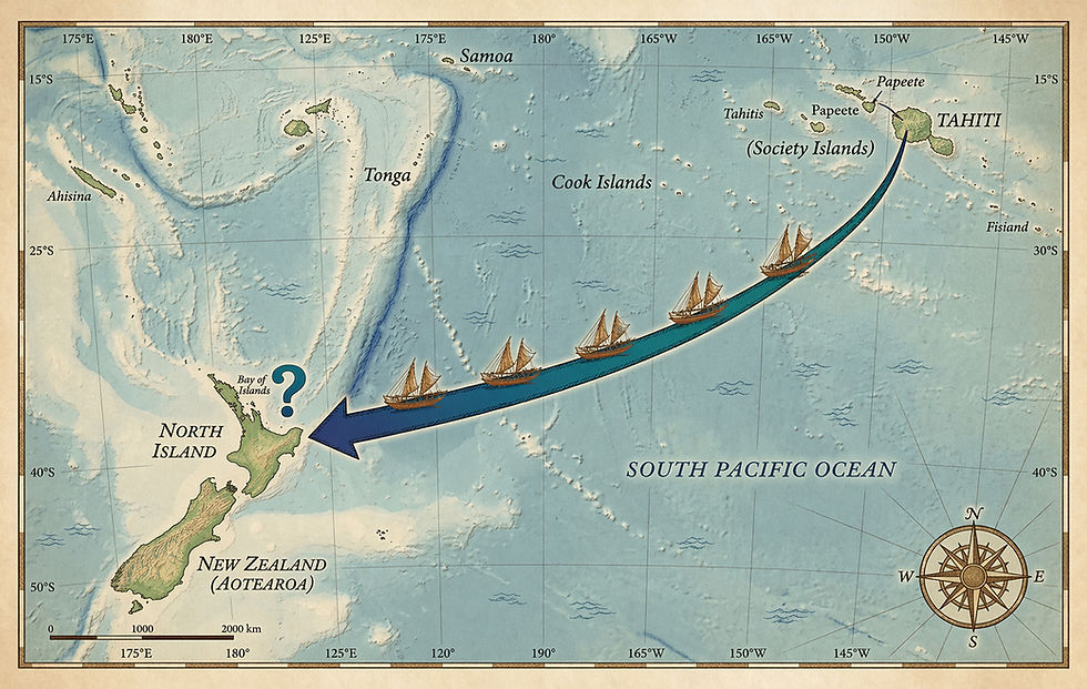 Waka Sailing Routes to New Zealand