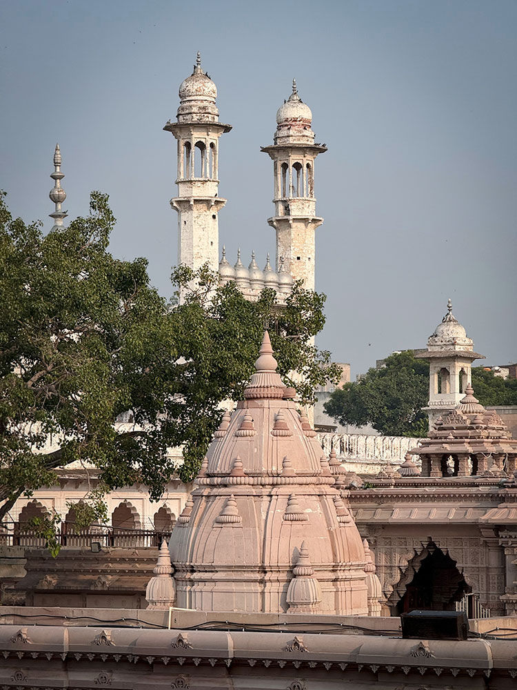 The tops of Numerous Temples in Varanasi India