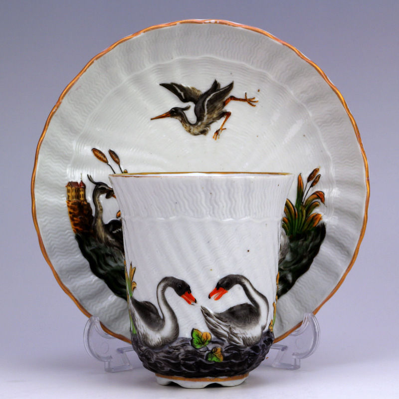 マイセン スワンサービス カポディモンテ ビーカーカップ 19世紀