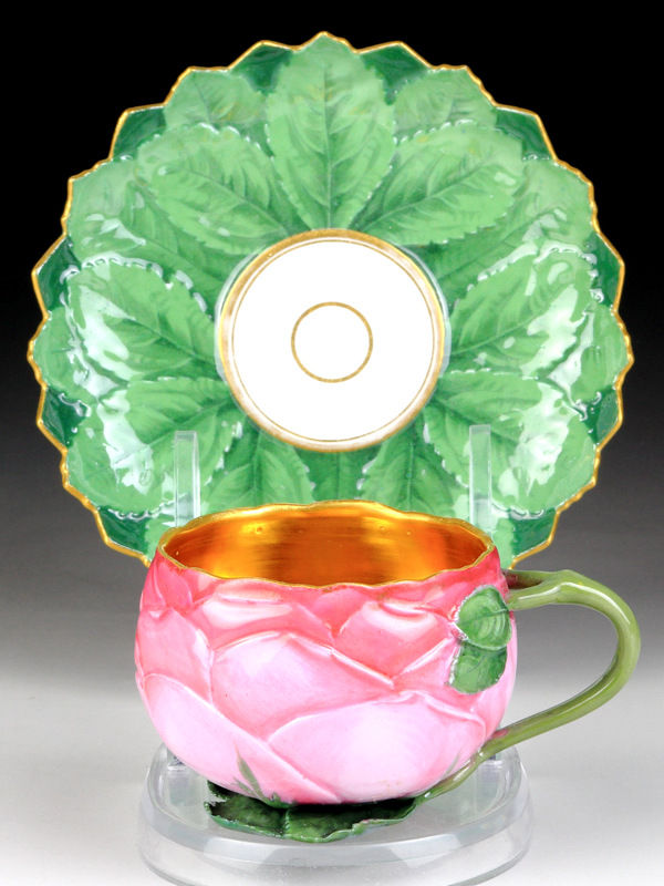 古マイセン 珍品 ローズカップ モールド・レリーフ カップ＆ソーサ 19世紀 オリジナル時代 王侯貴族文化 アンティーク レア