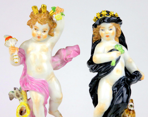 マイセン 高額ペア人形 フィギュア 寓意 昼と夜 シュワーベ 限定