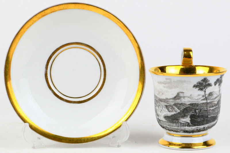 サムネイル： 古マイセン 最高峰 シティービュー 名勝風景図 ビーダーマイヤーゴールドエッジ カップ ポット 6名総15点 セット アンティーク