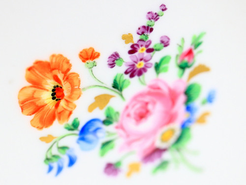 古マイセン 装飾食器 小ブーケ散しと昆虫 Gカンテ デジュネ カップ