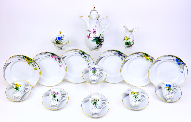 マイセン 波の戯れ アルペンフローラ カップ 6名総21点 全セット