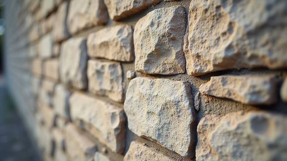Close-up view of a stone wall with a protective sealant applied