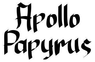 Two lines of black text, the first line reading "Apollo" and the last line reading "Papyrus", on a white background