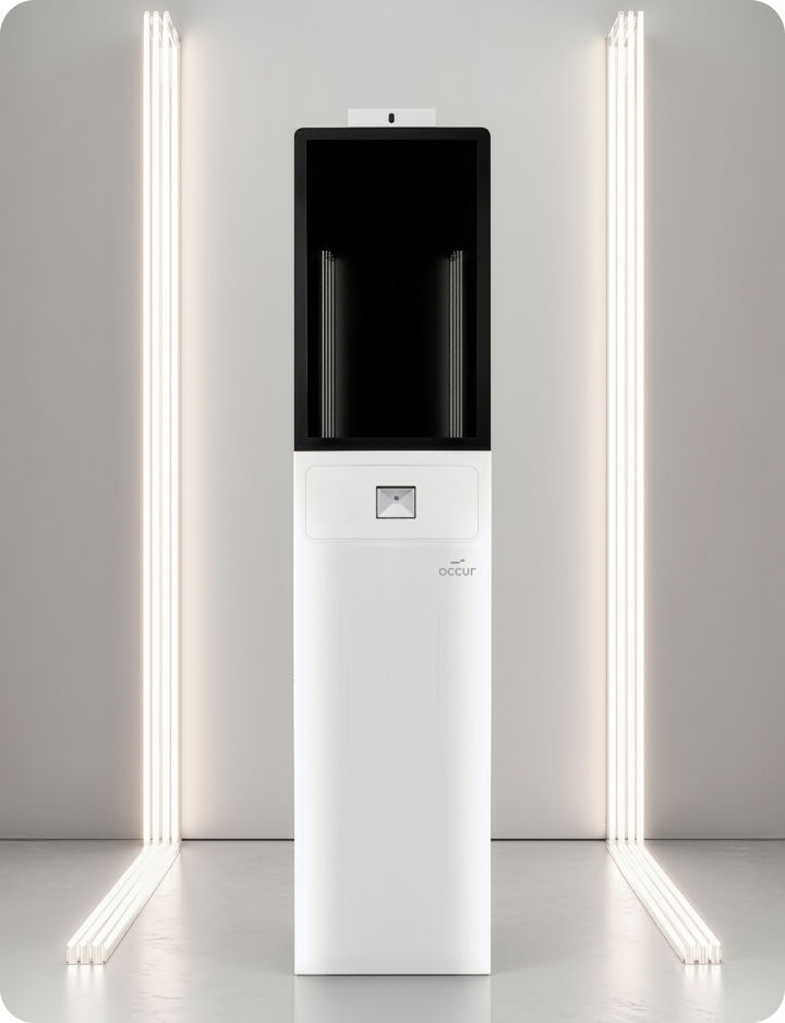 Digitaler Check-in Kiosk Terminal mit QR-Code Scanner, Touchscreen Display und Self-Service Besucherregistrierung